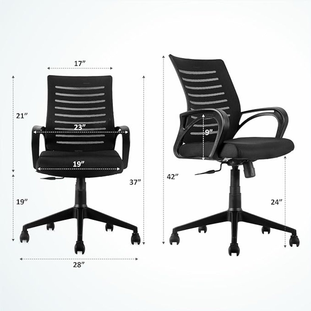 ASTRIDE Ace Mid Back Office Chair for Work from Home/Study Chair Height Adjustable Revolving Chair with Tilt Lock [Heavy Duty Nylon Base, Black]