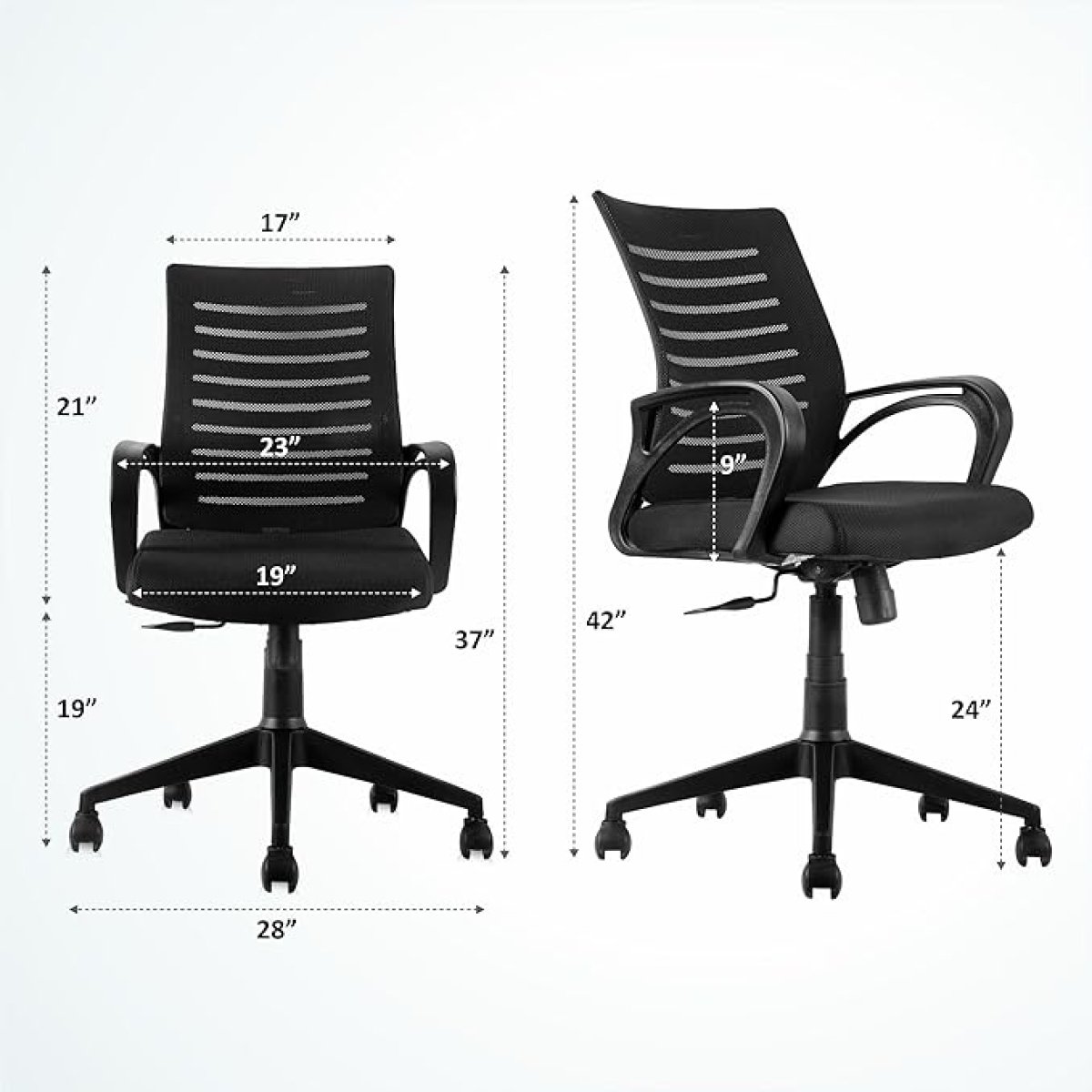 ASTRIDE Ace Mid Back Office Chair for Work from Home/Study Chair Height Adjustable Revolving Chair with Tilt Lock [Heavy Duty Nylon Base, Black]