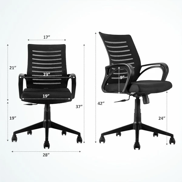 ASTRIDE Ace Mid Back Office Chair for Work from Home/Study Chair Height Adjustable Revolving Chair with Tilt Lock [Heavy Duty Nylon Base, Black]